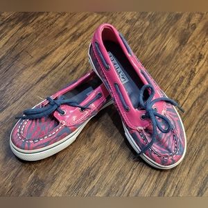 Girl's Sperry Biscayne Eye 1 Size 11.5 Slip Ons Pink Zebra